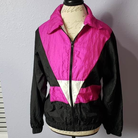 Vintage Jackets & Blazers - Vintage Neon Pink Sports Wear Wind Breaker Light